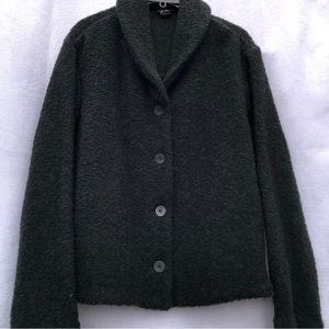 Eileen Fisher dark green sweater jacket